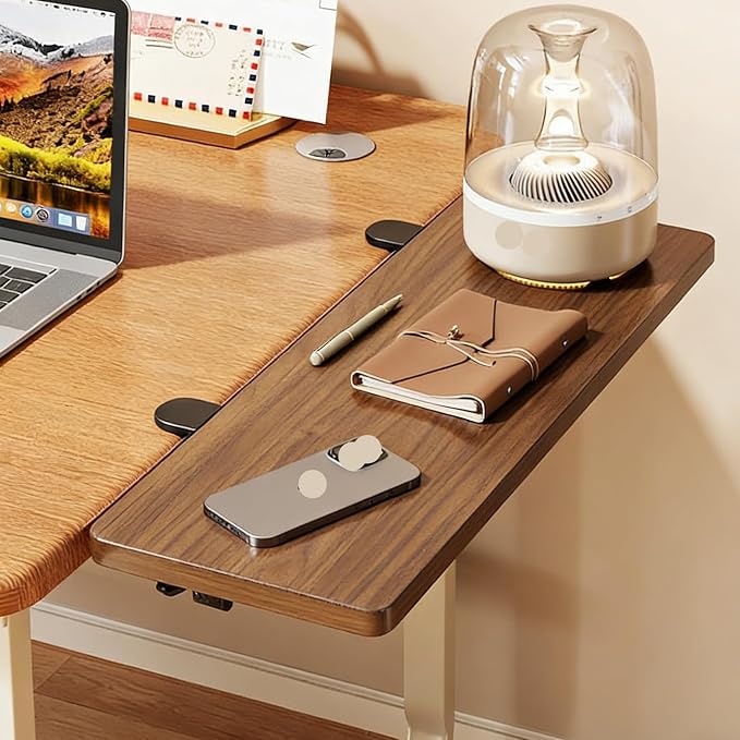 Brown,70 * 20,Desk Extender Tray, 35.4" x 9.8" Clamp On Desk Shelf, Wood Desk Extension, Table Desk Arm Rest, Clamp On Keyboard Tray for Office and Home, Workstation Organizer, Large