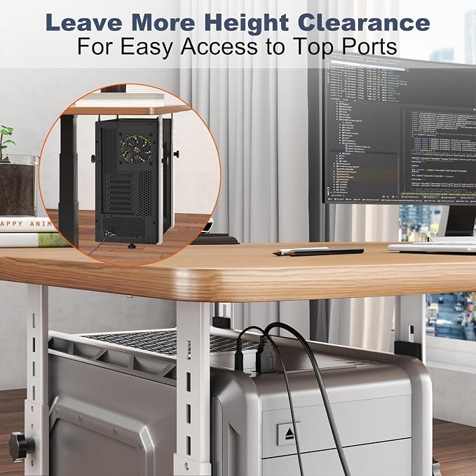PUTORSEN Under Desk PC Mount for Mid/Mini-Tower Cases - Vertical/Horizontal CPU Holder up to 77 lbs, Space-Saving Computer Rack for ATX/Micro-ATX/Mini-ITX (White)
