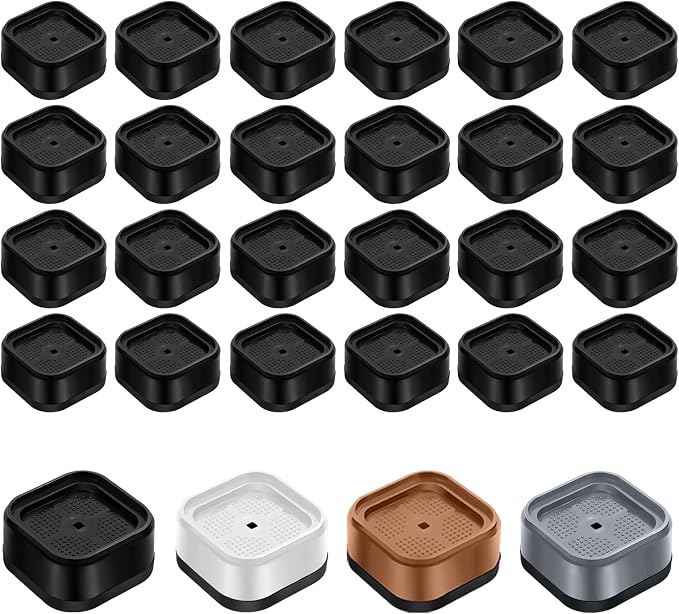 shouwuhho 24 Pack Furniture Risers Adjustable Bed Risers Heavy Duty Lifts Height 1", Square Stackable Bed Risers 1, 2 or 3 Inch for Desk Leg Table Couch Sofa Chair Bed Frame Legs Dorm, Black
