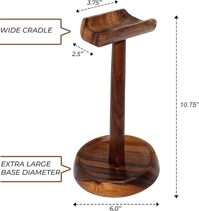Wooden Headphone Stand with Tray – Solid Acacia Headset Holder for Desk Organization, Universal Fit for Sony, Bose, Beats, Gaming Headsets & Controllers | Solid Acacia, Desk Organization, Universal Fit for Sony, Bose, Beats, Gaming Headsets & Controllers