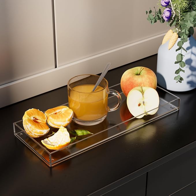 Serving Tray 5x12 Inch Decorative Serving Platter Clear Appetizer & Snack Tray – Perfect for Home, Breakfast, and Small Gatherings, 2 Pack