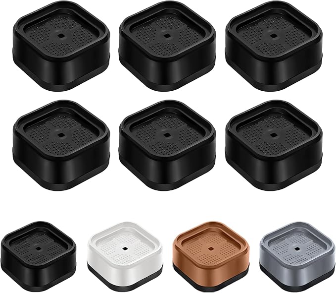 shouwuhho 6 Pack Furniture Risers Adjustable Bed Risers Heavy Duty Lifts Height 1", Square Stackable Bed Risers 1, 2 or 3 Inch for Desk Leg Table Couch Sofa Chair Bed Frame Legs Dorm, Black