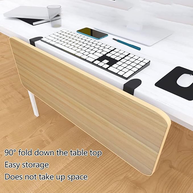 Desktop Computer Desk Extender with Foldable Extension Tray and Ergonomic Mouse Arm Support Shelf for Office Use (Black 68cm)