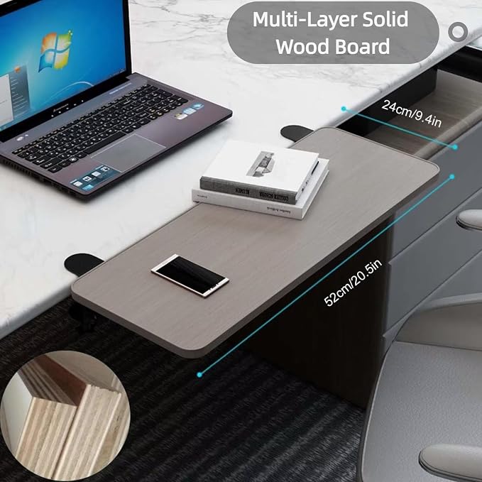No-Drill Clamp-On Foldable Desk Shelf - Side Table Extension & Storage Organizer - Easy Setup for Office, Dorm, Home Desk