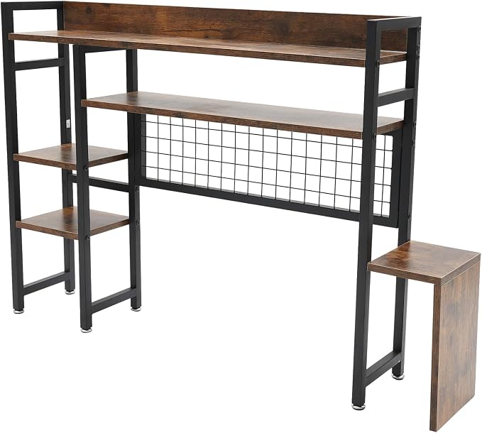 CNCEST Desktop Bookshelf, Multipurpose Countertop Display Shelf, Bookcase Organizer for Dorm Office Home (Black and Brown)