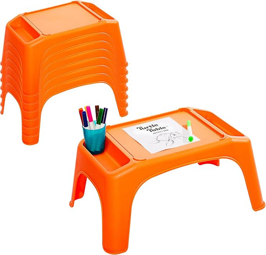 LapGear Turtle Table Kids Activity Lap Desk Tray with Storage Wells for Snacks, Play, Classroom and Sensory Toys - Orange - Pack of 8 - Style No. 20009