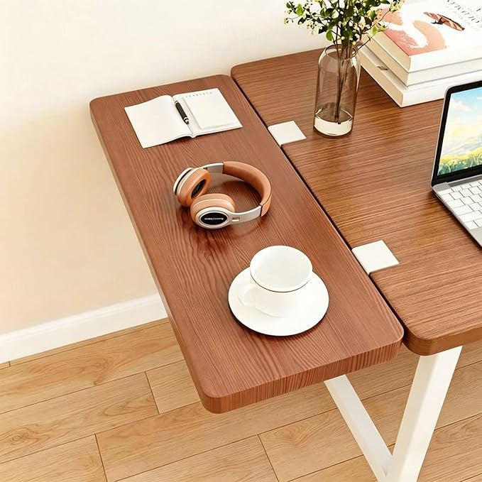 Ergonomic Desktop Extension Tray, 90°Foldable Desktop Side Extension Panel, Suitable for Widening Desktops in Home and Office Walnut B 40 * 20cm/15.7 * 7.9"