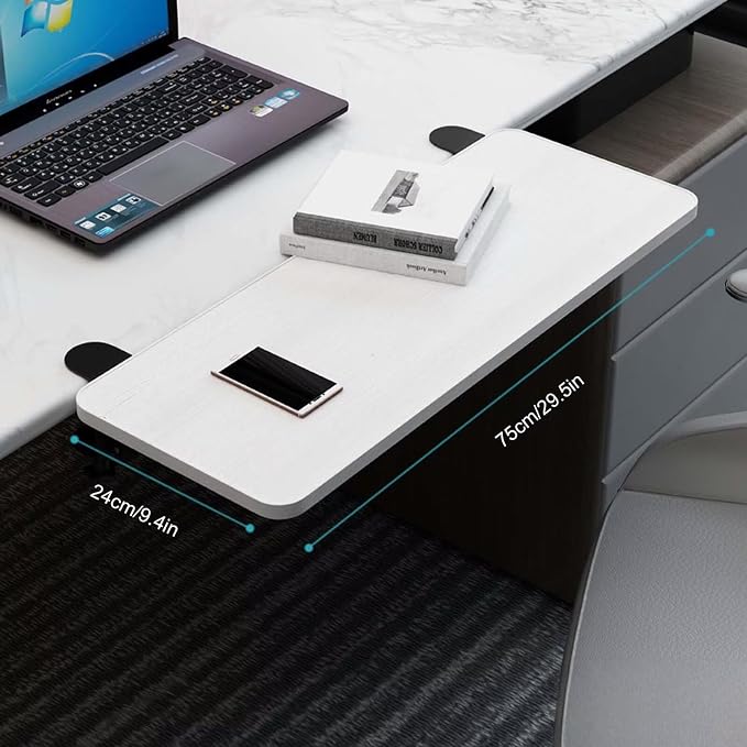 Duty Clamp-On Desk Extension Shelf - Foldable Table Extender for Keyboard Tray, Armrest, and Extra Counter Space