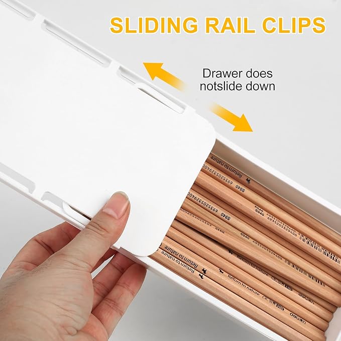 2pcs Under Desk Drawers - Self-Adhesive Hidden Undermount, Slide-Out Storage Organizer for Office & Home (S+L Size)