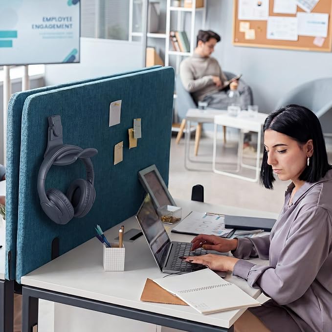 5 Set Fabric Wall Headphones Hook for Cubicle Organization Headset Stand for Desk Office Accessories Cubicle Decorations (Blue Series)