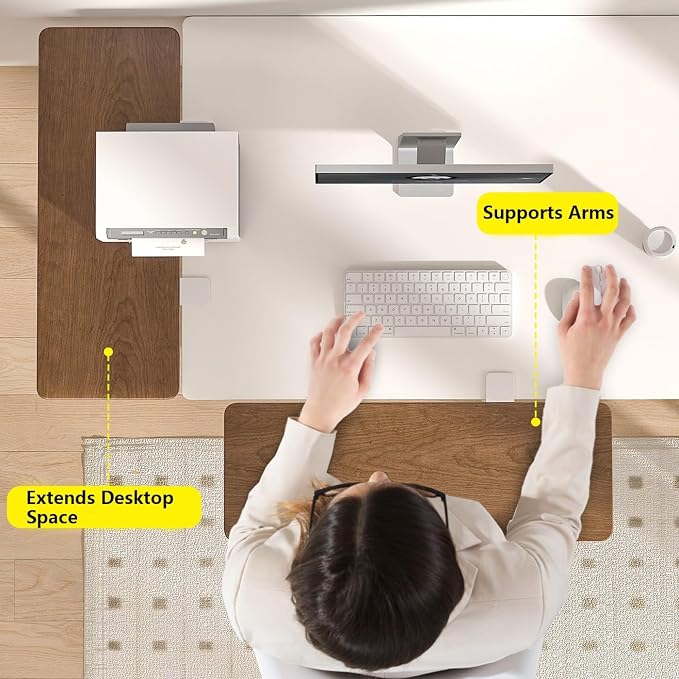 Desk Extender Tray, Wall Mounted Folding Table for Small Spaces, Computer Keyboard Tray with Punch-Free Clamp, Foldable Desk Extension Board for Home Office(Teak Color,40 * 20cm/15.7 * 7.9in)