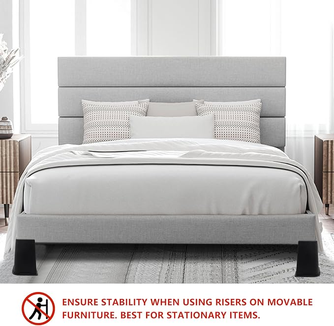 Bed Risers 8 inch Heavy Duty, 4 Pack Oversized Furniture Risers, Black Bed Lifts Risers for Table, Sofa, Chair, Couch, Desk, Bed Frame Risers Supports Up to 6,500 Lbs