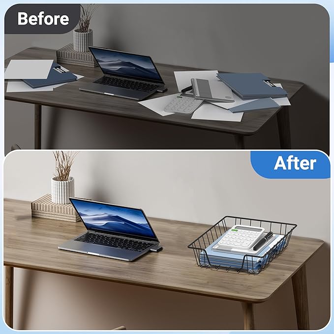 Gawerk Letter Desk Tray Organizer, A4 File Tray Magazine Files Storage Basket Organizer Bin (2)