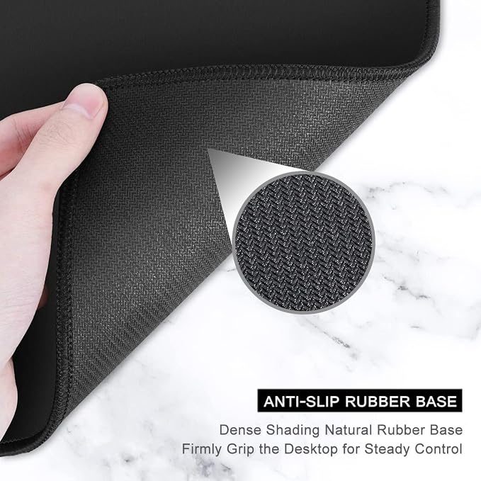 Auhoahsil Large Mouse Pad, XXL Desk Pad, Extened 35" x 15", Non-Slip Rubber Base, Stitched Edges, Superior Surface, Waterproof Keyboard Mat, Large Mousepad for Gamer, Office & Home, Ink Navy Marble