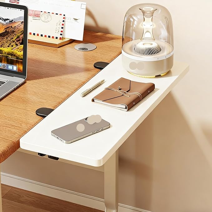 White,60 * 25,Desk Extender Tray, 35.4" x 9.8" Clamp On Desk Shelf, Wood Desk Extension, Table Desk Arm Rest, Clamp On Keyboard Tray for Office and Home, Workstation Organizer, Large