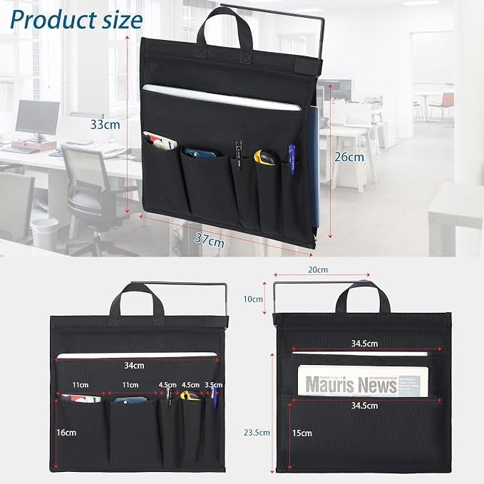 MASTLU Under Desk Hanging Storage Bag, Desk Organizer Storage, Office Side Storage Bag, Compatible with A4 Files, Detachable Handle Design, No Assembly Required, For Office Home School