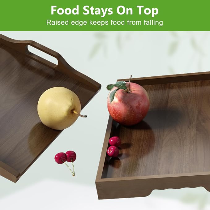 Artmalle Bed Tray Table Folding Legs with Handles Groove Breakfast Food Tray for Sofa, Bed, Eating, Drawing, Platters Serving Lap Desk Snack Tray (Brown Medium)