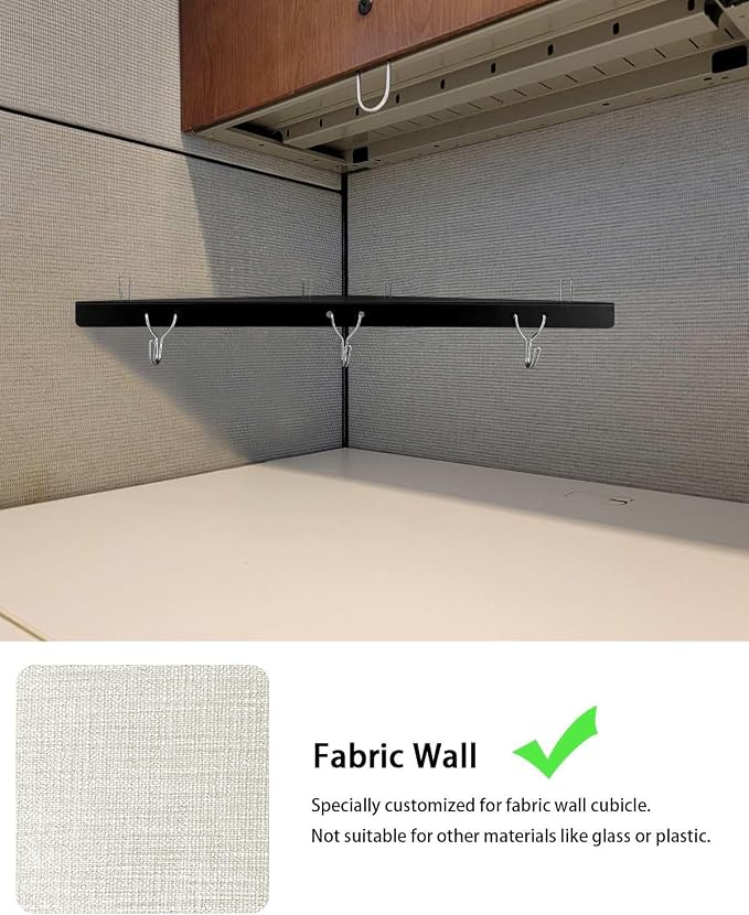 Metal Cubicle Corner Shelf with 3 Hooks for Office Fabric Walls, Hanging Organizer Shelves for Keys and Office Supplies, Space Saving Black Storage Shelf (1 Pack)