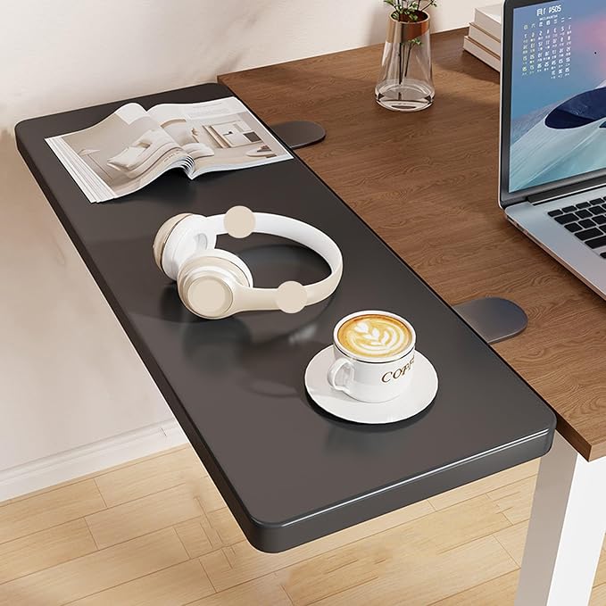Black,50 * 20,Desk Extender Tray, 27.5" x 7.8" Clamp On Desk Shelf, Desk Extension with Rounded-Edge, Table Desk Arm Rest, Clamp On Keyboard Tray for Office and Home, Workstation Organizer