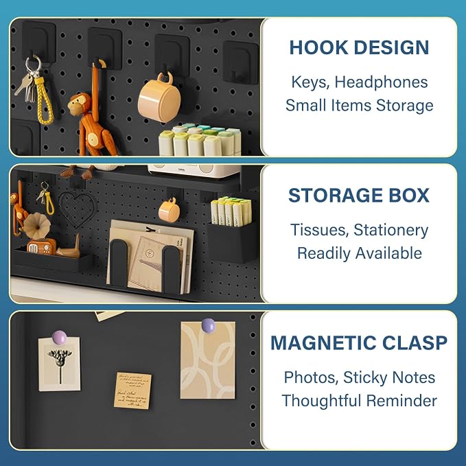 Clamp on Desk Organizer Shelf with Pegboard, Multipurpose Countertop Hutch Bookshelf, Desktop Bookshelf Storage Shelves for Home Office Dorm Gaming Desk,Black (39.4in)