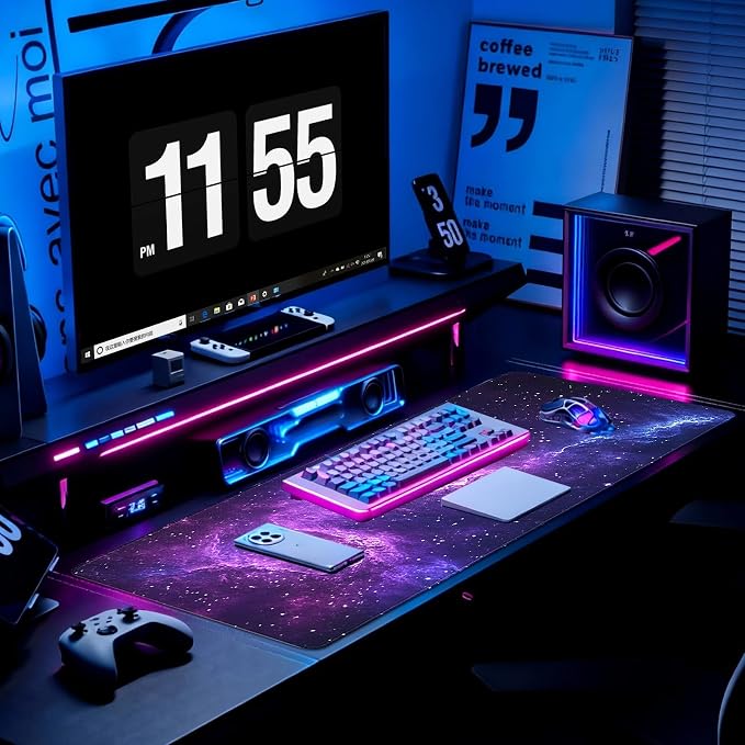 Gaming Desk Mat with Silky Smooth Surface & Exquisite Patterns,31.5x11.8 Inches Large-Sized Mouse Pad, Perfect for Extended Gaming,Work,and Home Office Decor (Starry Sky 6)