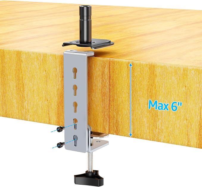 Freelift Desk C-Clamp Extension for Max 6 inch Thick Desktops, Monitor Mount C-Clamp Base, Fits MU8011B/MU8012B/MU8013B/MU8014B/MU8011W/MU8012W/MU8013W/MU8014W, Black