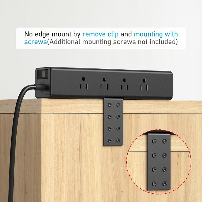 CCCEI 45W Per Side USB-C Desktop Outlet Station, Clamp Power Strip Surge Protector 4800J, Home Office Standing Desk Organizers and Accessories, 4FT 14AWG 15A Extension Cord, Switch, ETL Listing.