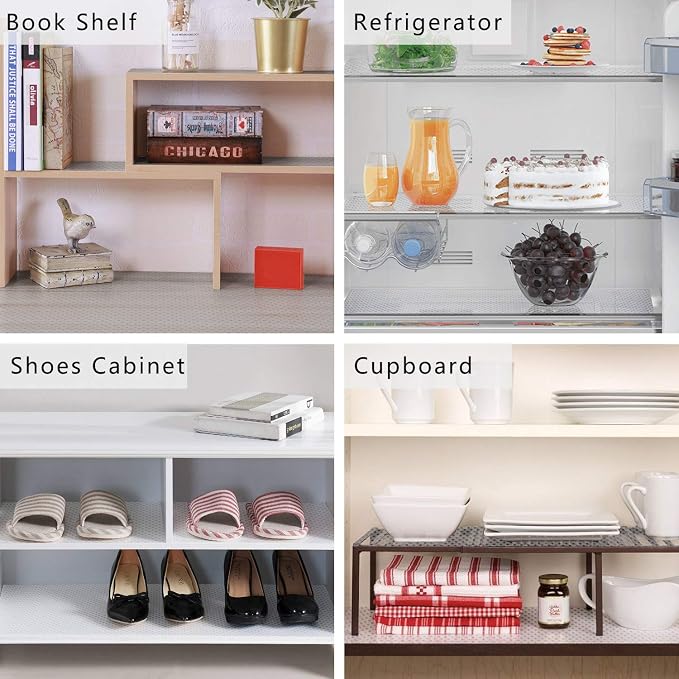 HooTown Shelf Liner Kitchen Cabinet Drawer Mats 23.6 Inch Wide x 196.8 Inch Long, Non Slip EVA Plastic Water Resistant Pad for Bathroom Drawers,Shoe Shelves, Under Sink, Clear
