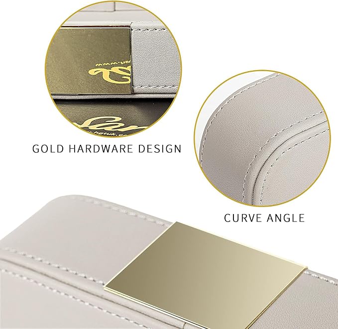 SANZIE Luxury Leather Desktop Storage Small Catchall Organizer Decorative Tray for Entryway Table to Hold Jewelry Watch Cosmetics Keys Phone Wallet, Home & Office Accessories (Metal Gilded, Grey)