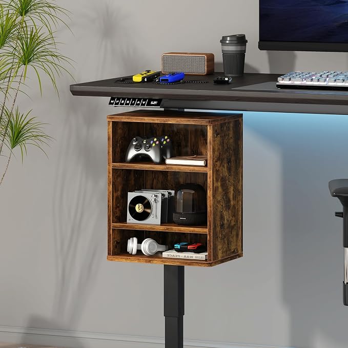 IBUYKE Under-Desk Storage Cabinet Adjustable Cabinet Fits with Standing Desks & Any Desk Legs Clamp-on Shelf for Office and Gaming Room for Elevating Your Workspace UTMZ012H