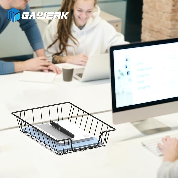 Gawerk Letter Desk Tray Organizer, A4 File Tray Magazine Files Storage Basket Organizer Bin (2)