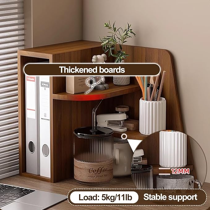 Desktop Corner Stand Shelf, 3 Tier Corner Shelf Organizer,Corner Counter Organizer with Bookshelf for Small Spaces,Home Office,Kitchen(White)