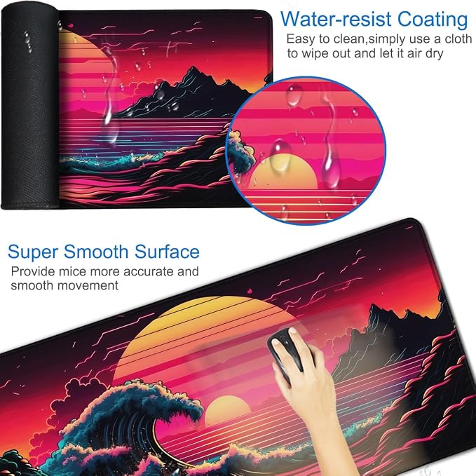 Mouse Pad, 31.5x15.7 inch Large Extended Computer Keyboard Mouse Mat, Water Resist Non-Slip Mousepad Rubber Base Long XXL Gaming Mouse Pad for Work & Gaming, Office & Home