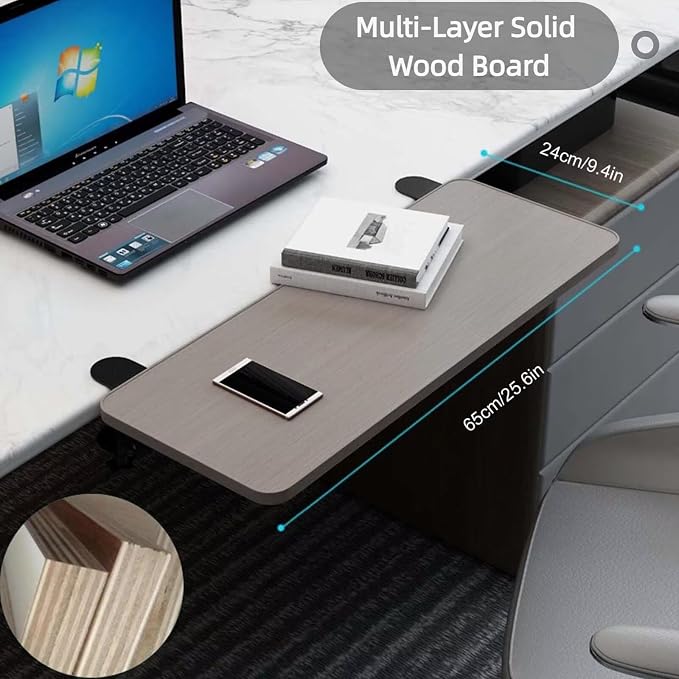 Keyboard and Mouse Tray - Clamp-On & No-Drill Foldable Desk Extension Shelf - Ergonomic Arm Rest Elbow Support for Office & Gaming