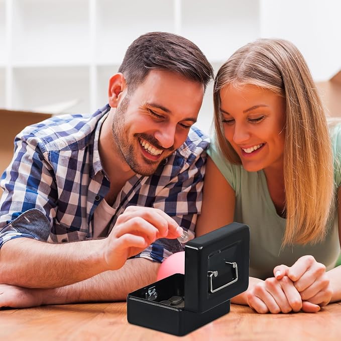 KYODOLED Cash Box with Key,Small Safe Lock Box with Portable Handle,Cash Drawer,5.91"x 4.72"x 3.15" Black Small