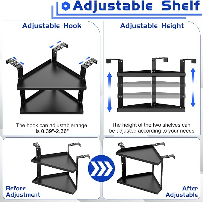 11in Office Cubicle Corner Shelf with Hooks Adjustable More Holes for Greater Durability & Thickness Cubicle Shelf Hanging