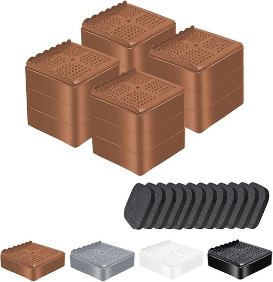 shouwuhho Furniture Risers, 4 Pack Bed Risers with Non-Slip Grip and Heavy Duty Support, 1 Inch 2 Inch 3 Inch 4 Inch Height Lift for Couch, Sofa, Table, Desk, Chair, Refrigerator - Brown, 1+1+1 Inch