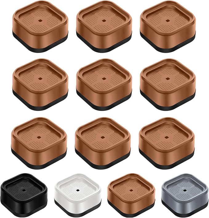 shouwuhho 9 Pack Furniture Risers Adjustable Bed Risers Heavy Duty Lifts Height 1", Square Stackable Bed Risers 1, 2 or 3 Inch for Desk Leg Table Couch Sofa Chair Bed Frame Legs Dorm, Brown