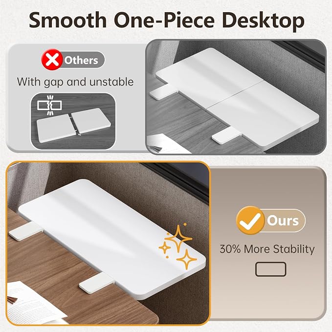 3 in 1 Clamp-on 15.7"×7.5" Desk Extender, Heavy-Duty Side/Top Desk Organizer Shelf, Adjustable Desktop Storage for Office Accessories, Monitor and Laptop Riser, White