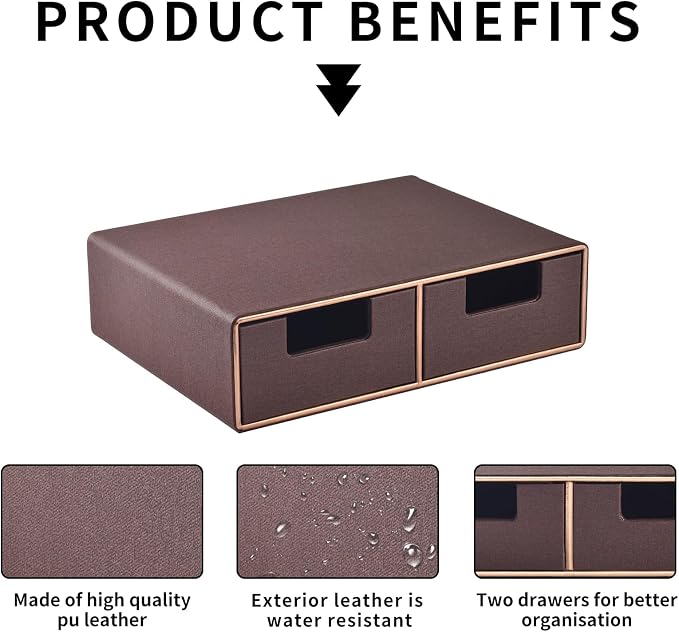 Stackable Desk Drawer Organizer,Dressing table organizer for Jewelry/Cosmetics,Coffee Maker Display holder and Storage Box for Home office,Brown