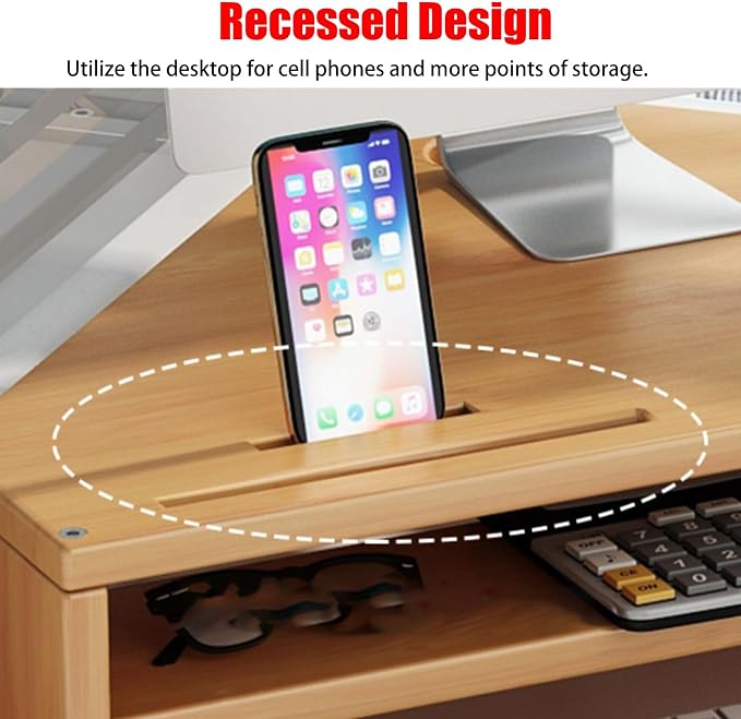 YANBI Corner Monitor Stand Office Triangle Tabletop Monitor Riser, Double-Layer Wood Corner Monitor Stand Screen Holder, Universal Computer Stand Riser with Storage (Color : Natural), 66666