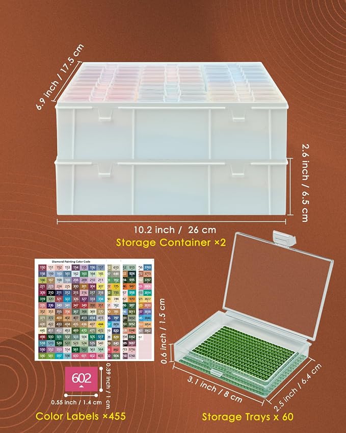 Diamond Art Trays with Lids, 60PCS Diamond Painting Trays with Lids ＆ Diamond Art Storage, Diamond Painting Accessories for Beads (2 Packs)