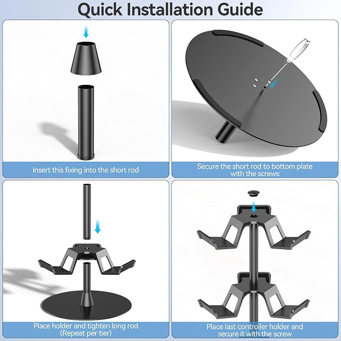 Kosker Headset Stand 3 Tiers for Desk, Rotatable Gaming Controller Stand for PS5/PS4/Xbox/Switch2/PS Portal/Phone, Universal PC Gamer Gift Accessory Controller/Headphone Holder for 9 Packs Controller