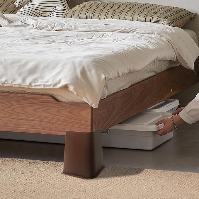 Bed Risers 8 inch Heavy Duty Dark Brown, 4 Pack Oversized Furniture Risers, Bed Lifts Risers for Table, Chair, Couch, Desk, Bed Frame Risers Supports Up to 6,500 Lbs