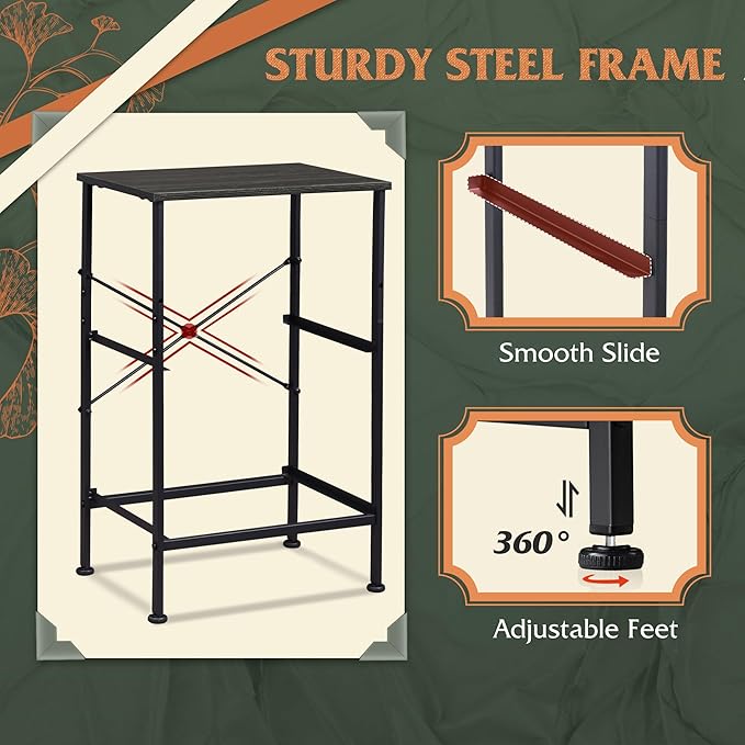 WLIVE Nightstand, Nightstand with 2 Drawers, Bedside Furniture, Night Stand, Small Dresser for Bedroom, College Dorm, End Table with Fabric Bins, Dormitory, Charcoal Black Wood Grain Print