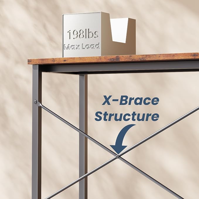 DUMOS L Shaped Desk, Computer Gaming Desks Corner Office Table with CPU Shelf for Home Study Writing Work Station 50 Inch, Sturdy Modern Design, Study, and Home Office Use, Rustic Brwon