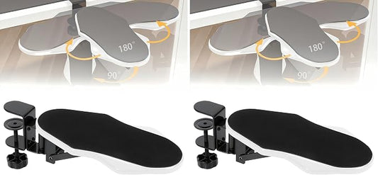 Computer Arm Rest for Desk, 180° Adjustable Rotating Desk Extender Tray, 90° Foldable Elbow Arm Support, Ergonomic Desk Arm Wrist Rest Shelf for Home and Office (Pack of 2)