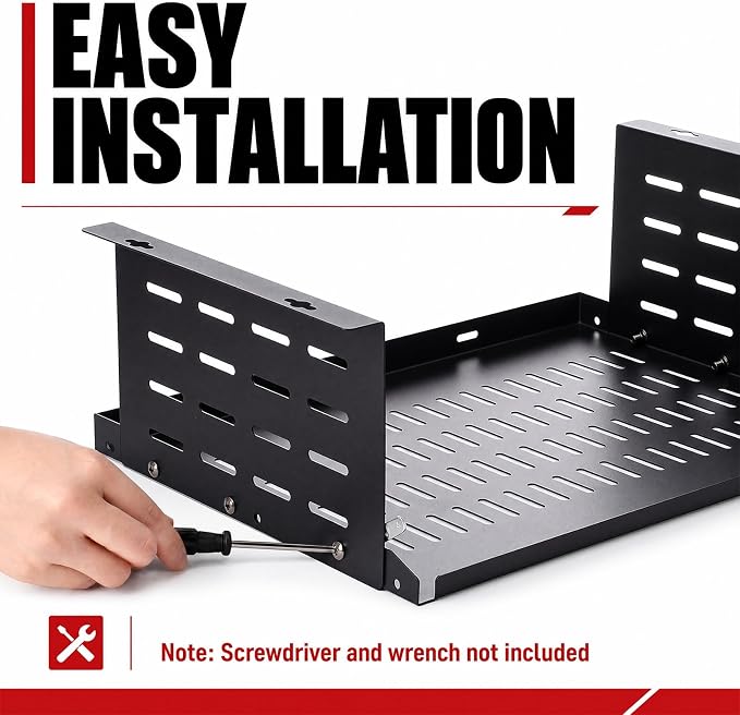 Under Desk Computer Mount for Small Form Factor Sff Computers and Pcs, Using Space 16.7" x H 6" x D 12" Mount Shelf Organizer for Office Home Workstation Gaming Stand up Desk