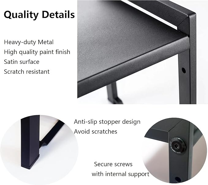Expandable Cabinet Shelf Organizer 16-26" L Stackable Kitchen Counter Shelf Rack Stand Sink Riser Countertop Storage Black (Narrow 5.1”D)