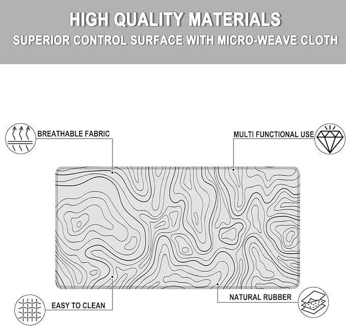 Large Gaming Mouse Pad, 31.5 x 15.7 in Mousepad with Stitched Edge, Extended Desk Mat with Non-Slip Rubber Base Water Resist Keyboard Pad for Office Game Home XXL, White Black Lines